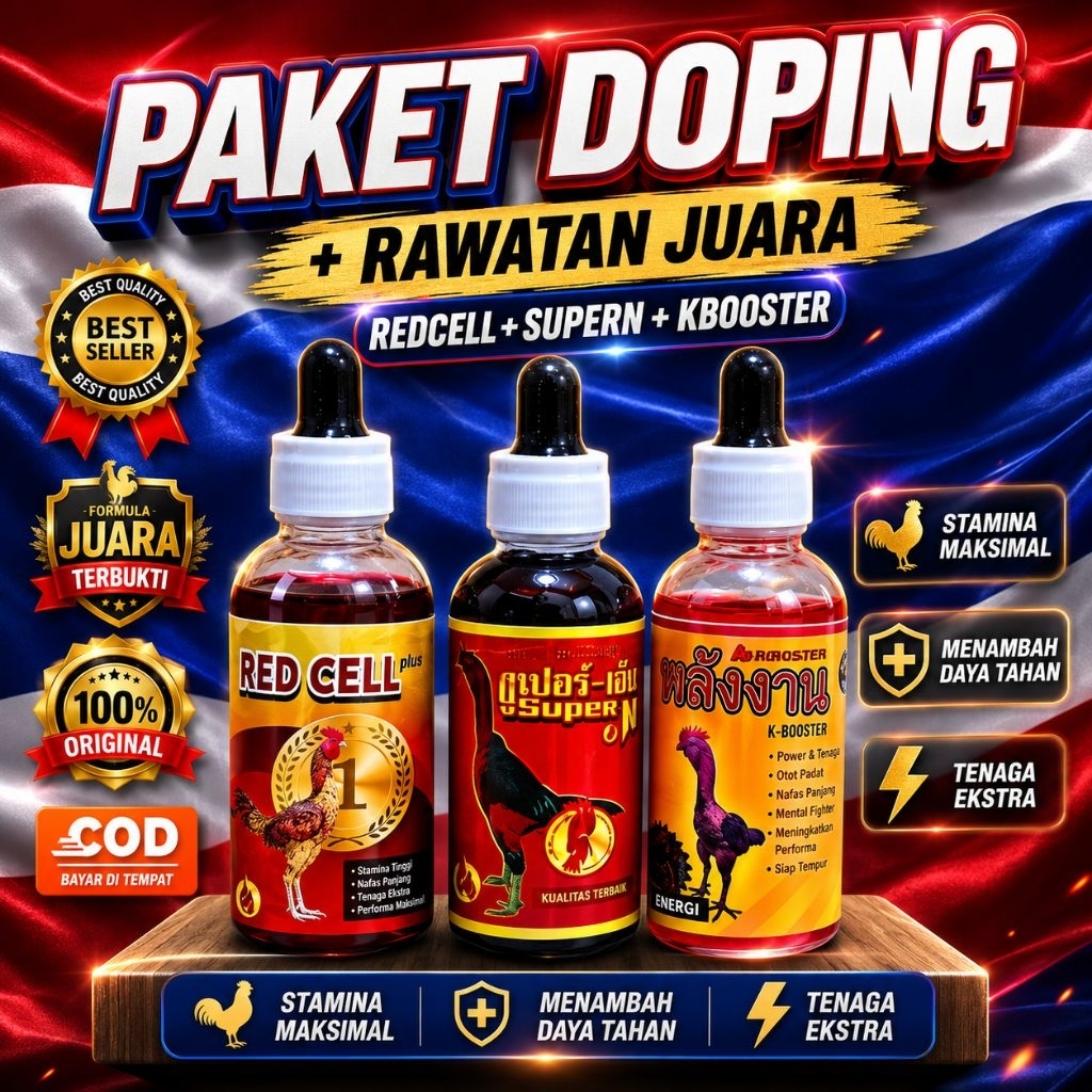 PAKET DOPING AYAM ADUAN (RED CELL) (SUPER N) (ENERGI LIQUID) ORIGINAL THAILAND untuk penambah stamin