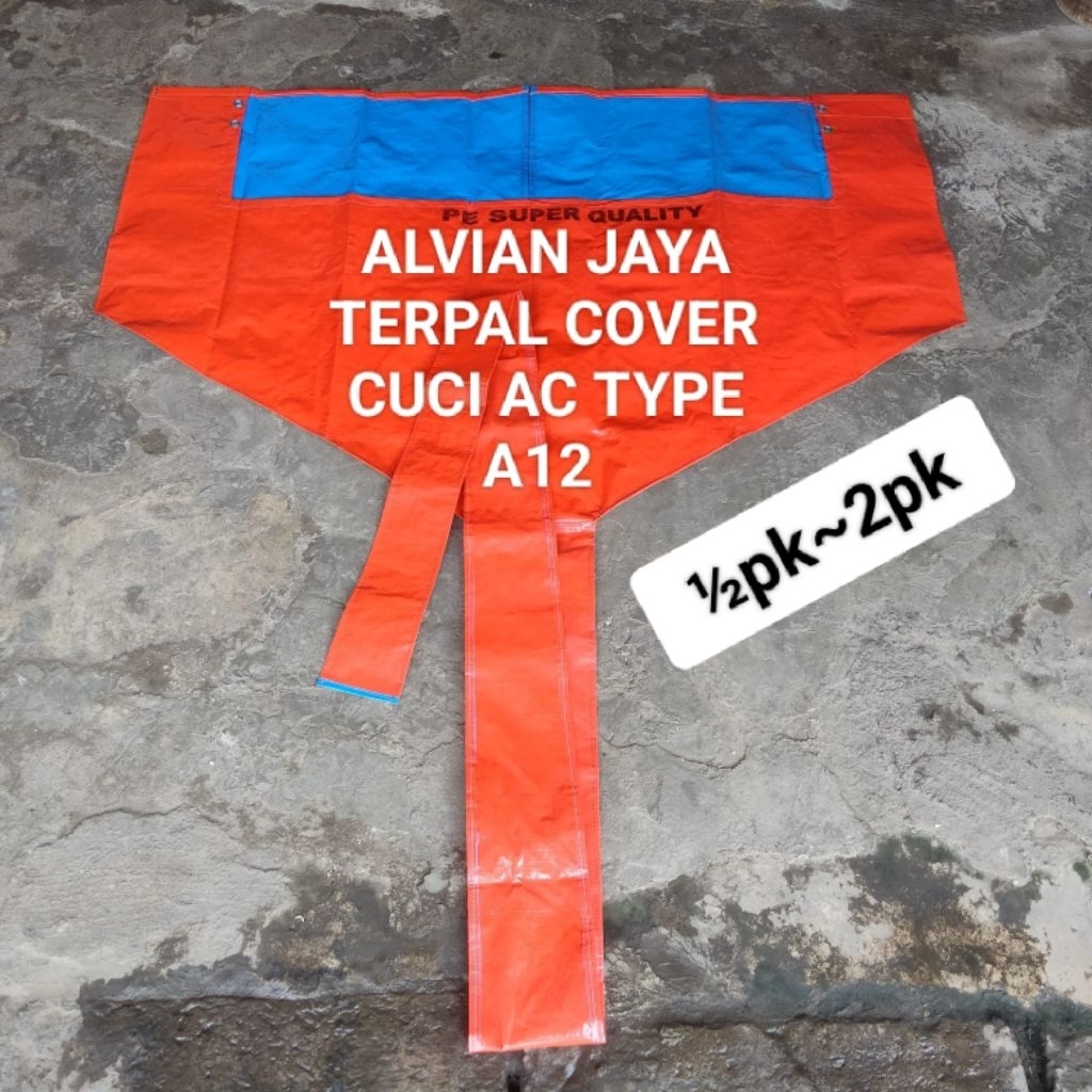 terpal cover cuci AC TYPE A12 ada 3 variasi~Oren biru ~biru silver ~biru oren