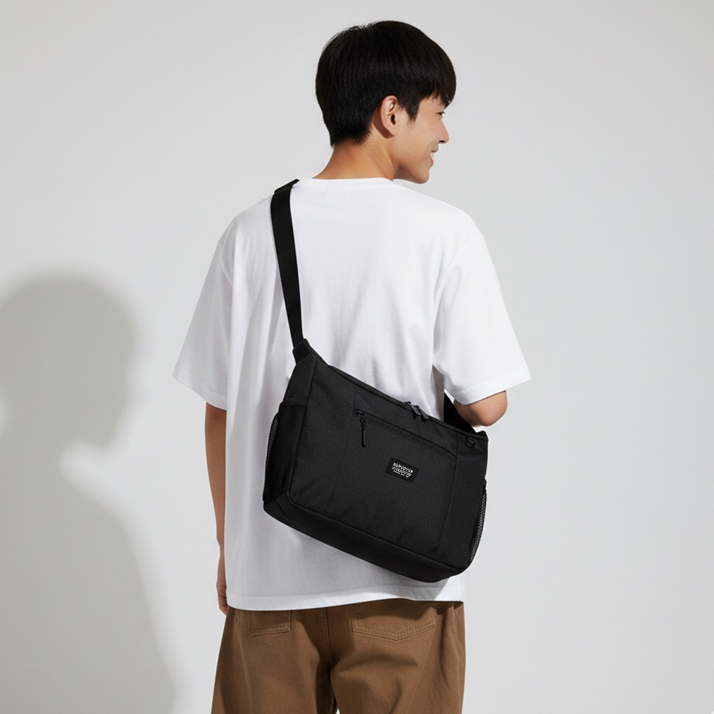 Rown Division Sling Bag || Vellano Black Tas Selempang