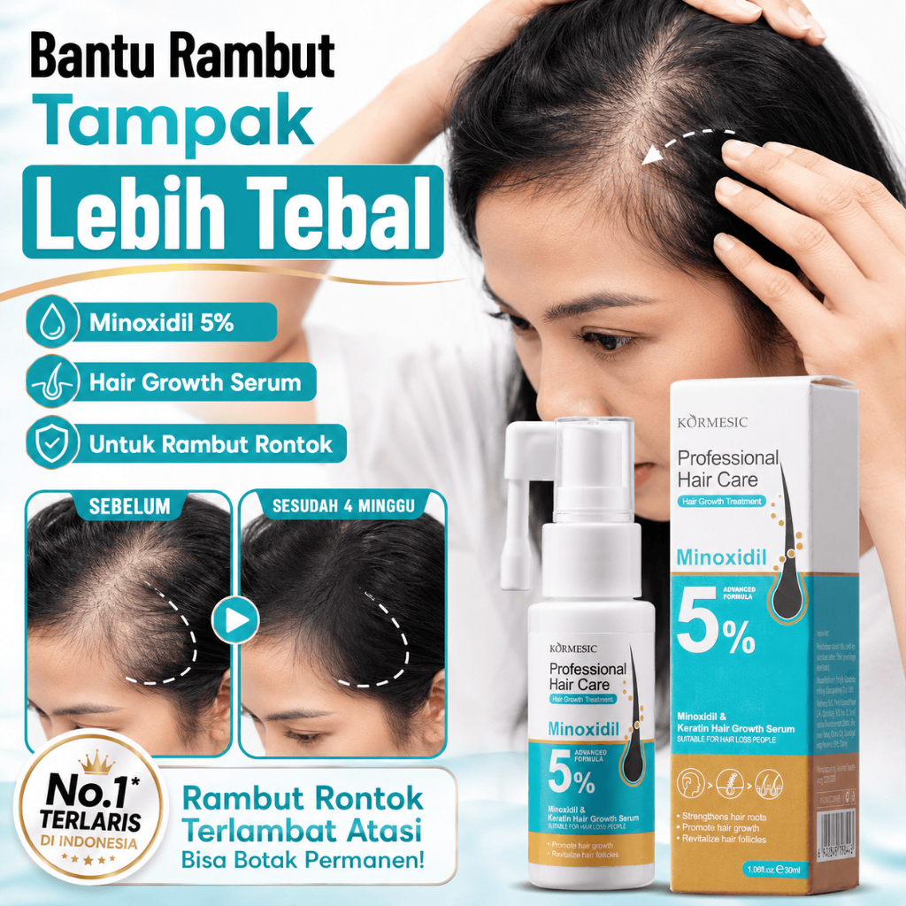 Minoxidil 5 Persen Spray Serum Penumbuh Rambut 30ml Rambut Rontok Botak Tipis Hair Growth Serum Kera
