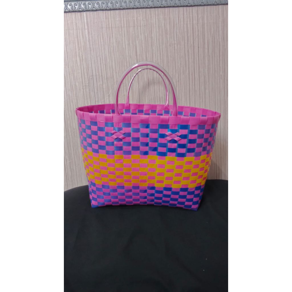 tas anyaman plastik jinjing glosi biasa