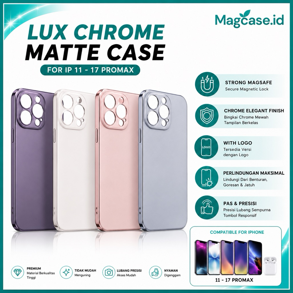 BEST SELLER  PREMIUM PRO LUX CHROME MATTE CASE IPHONE 11 12 13 14 15 16 PRO MAX PLUS
