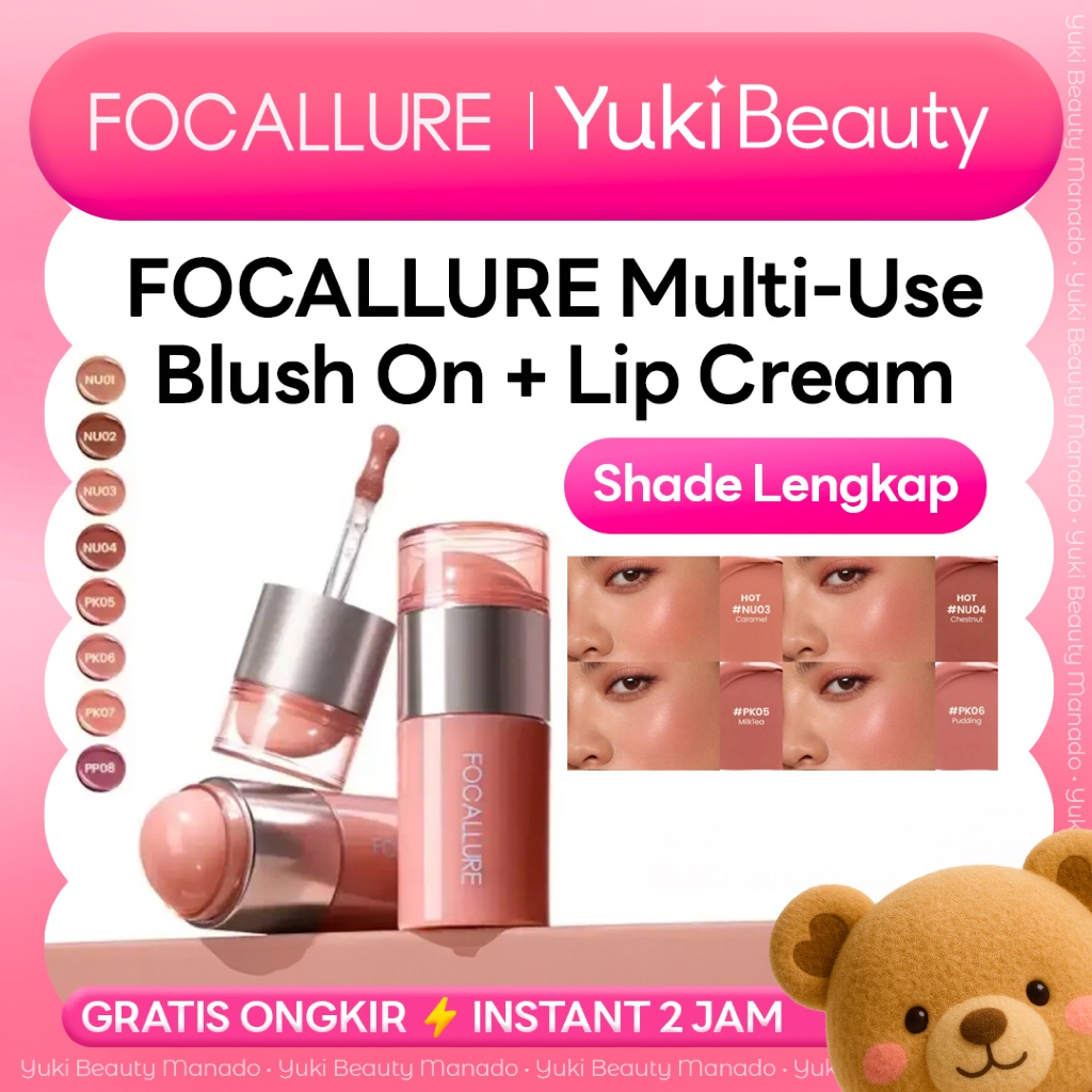 YUKI Manado • FOCALLURE Multi Use Liquid Blush + Lip Cream Toasted Dot FA-L70