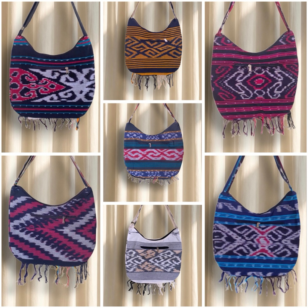 Tas Selempang Besar Tenun Motif Ethnic Toraja Tali Bisa Di Adjustable Memudahkan Pemakaian Tenun Lom