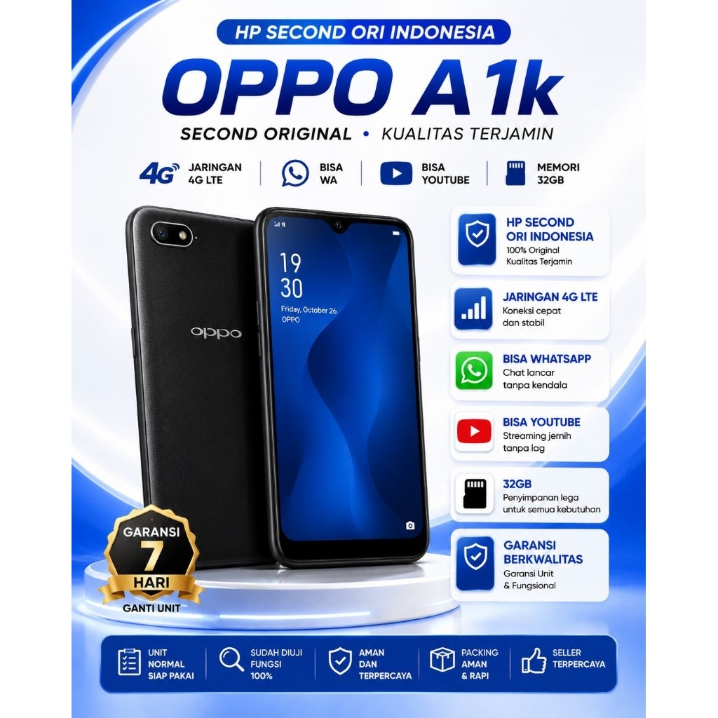 Oppo a1k ex resmi ram 2/32 mulus second normal garansi , rusak ganti baru bergaransi hp Indonesia
