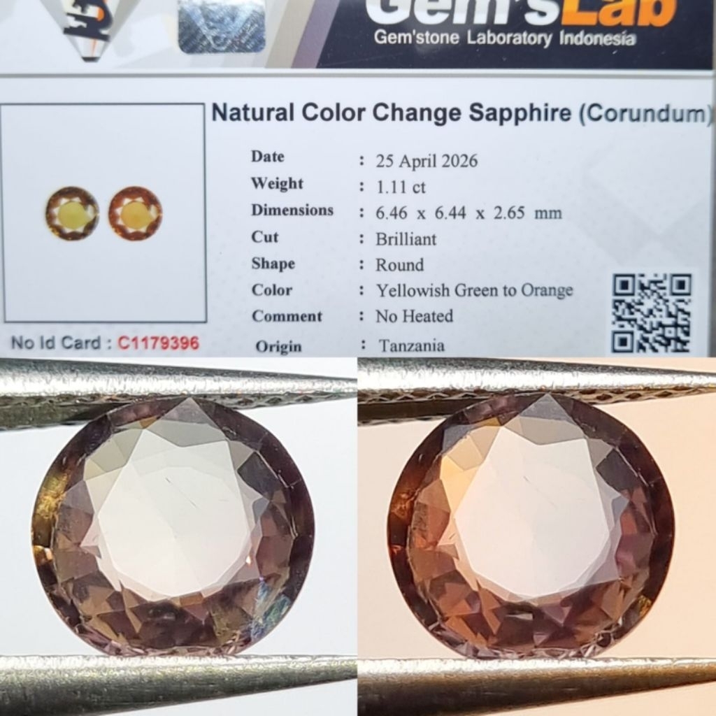 natural color change sapphire yellowish green to orange no heated srilanka memo GLI