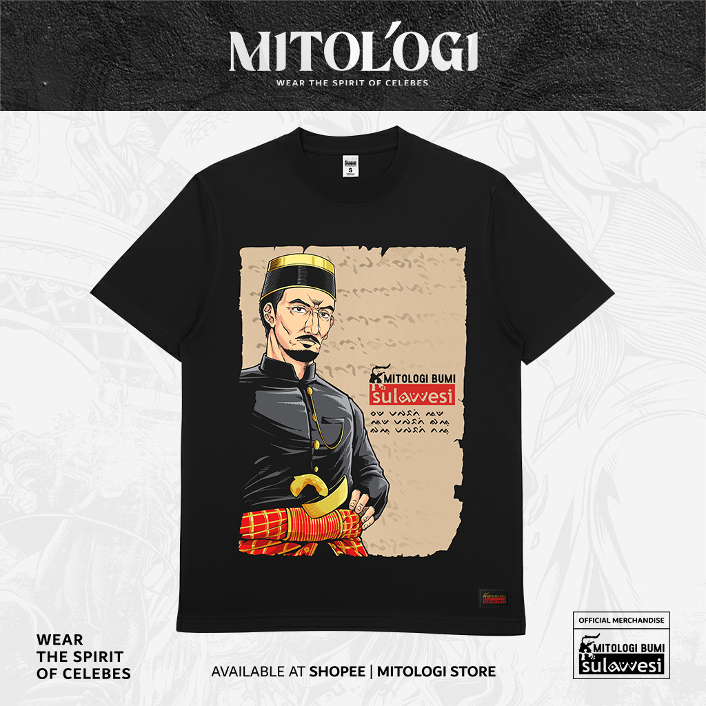 Kaos Mitologi Bumi Sulawesi - Bugis Lontara - 100% Katun Premium 24s - Bugis Makassar