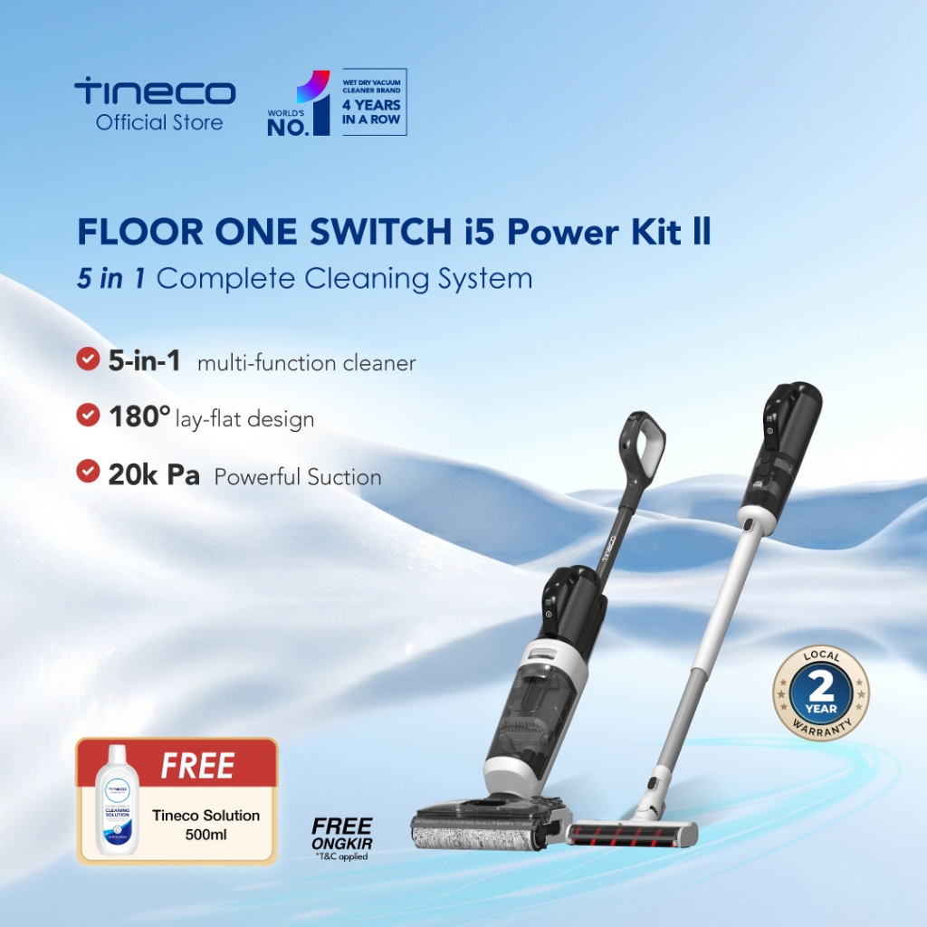 Tineco Floor One Switch i5 Powerkit II Smart Wet Dry Cordless Stick Vacuum Cleaner and Floor Washer