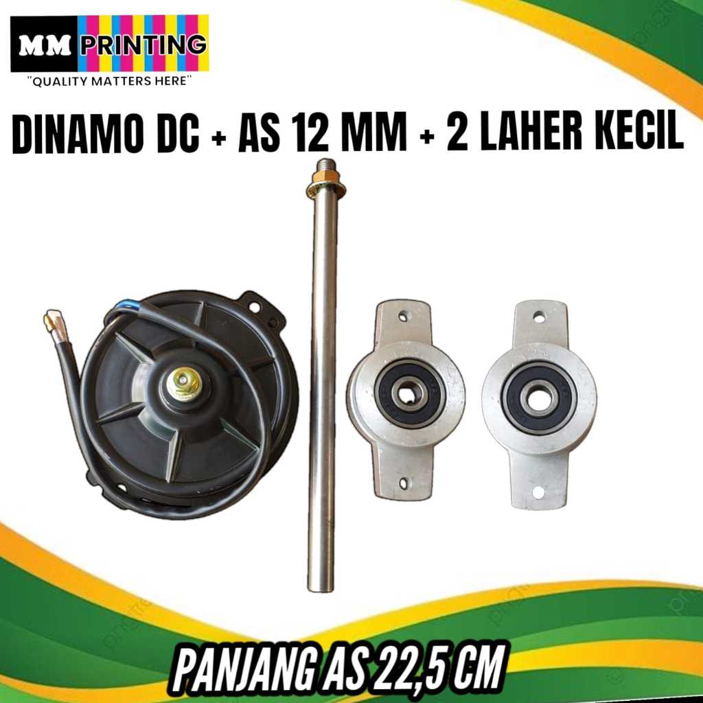 Paket Dinamo DC Mesin Arumanis / As Kecil 12mm / Laher/Bearing 12mm / Puli Dinamo / Vanbelt Dinamo