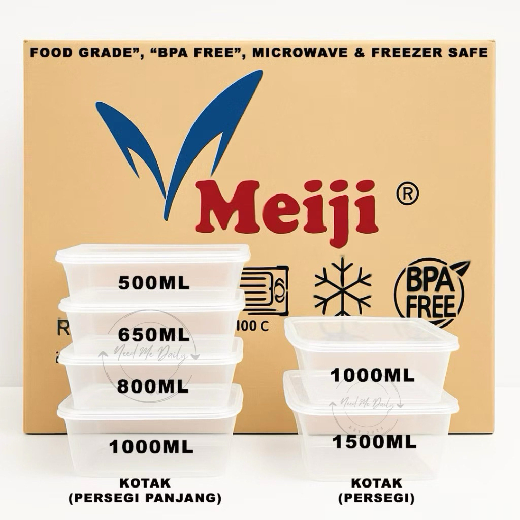 [Pack BBwrap+Dus] 25pcs Thinwall Persegi Panjang Rectangular Meiji DM Victory | Thinwall Persegi Pan