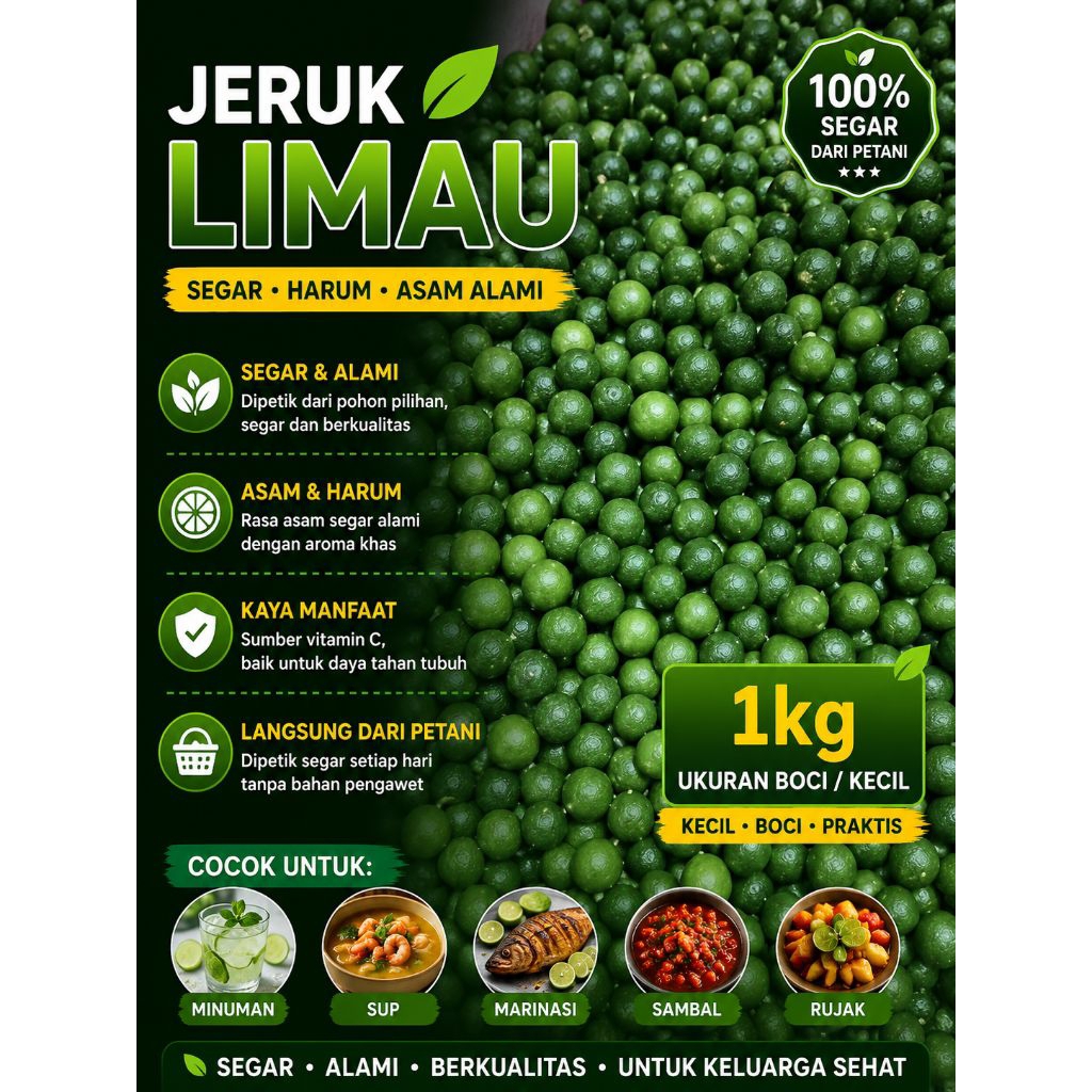 1kg jeruk limau jeruk sambel jeruk limo dari petani organik segar boci baso aci kecil
