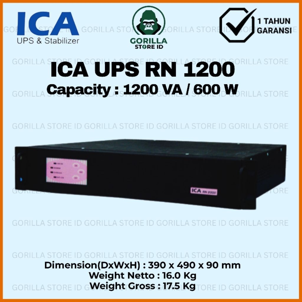 UPS ICA RN1200 Capacity 1200VA 600W