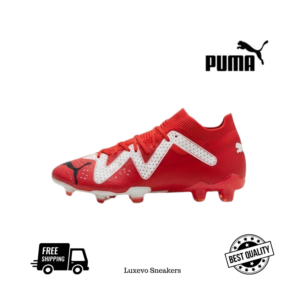 Sepatu Bola Puma Future Ultimate FG Original Fiery Red White - Sepatu Sepakbola Pria Mid-Cut Merah P