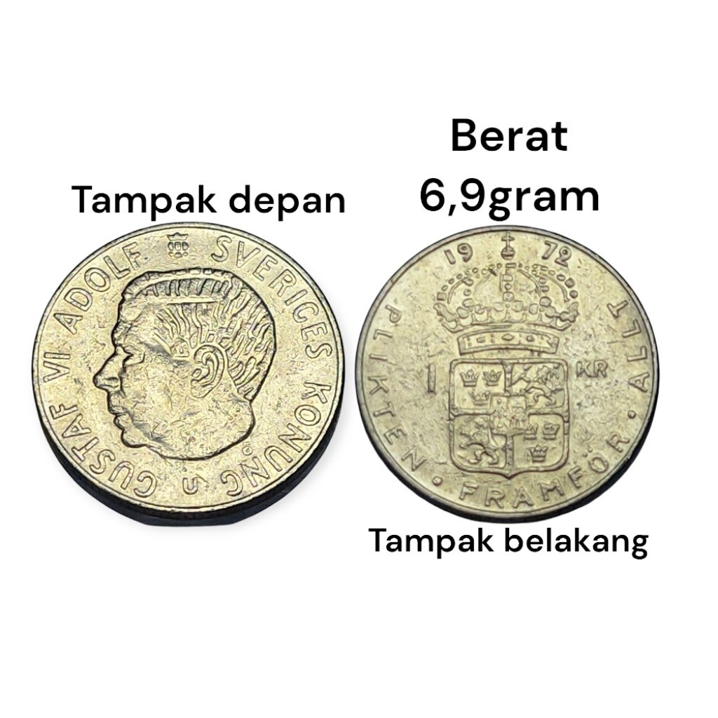 Koin 1 Krona Swedia Tahun 1972