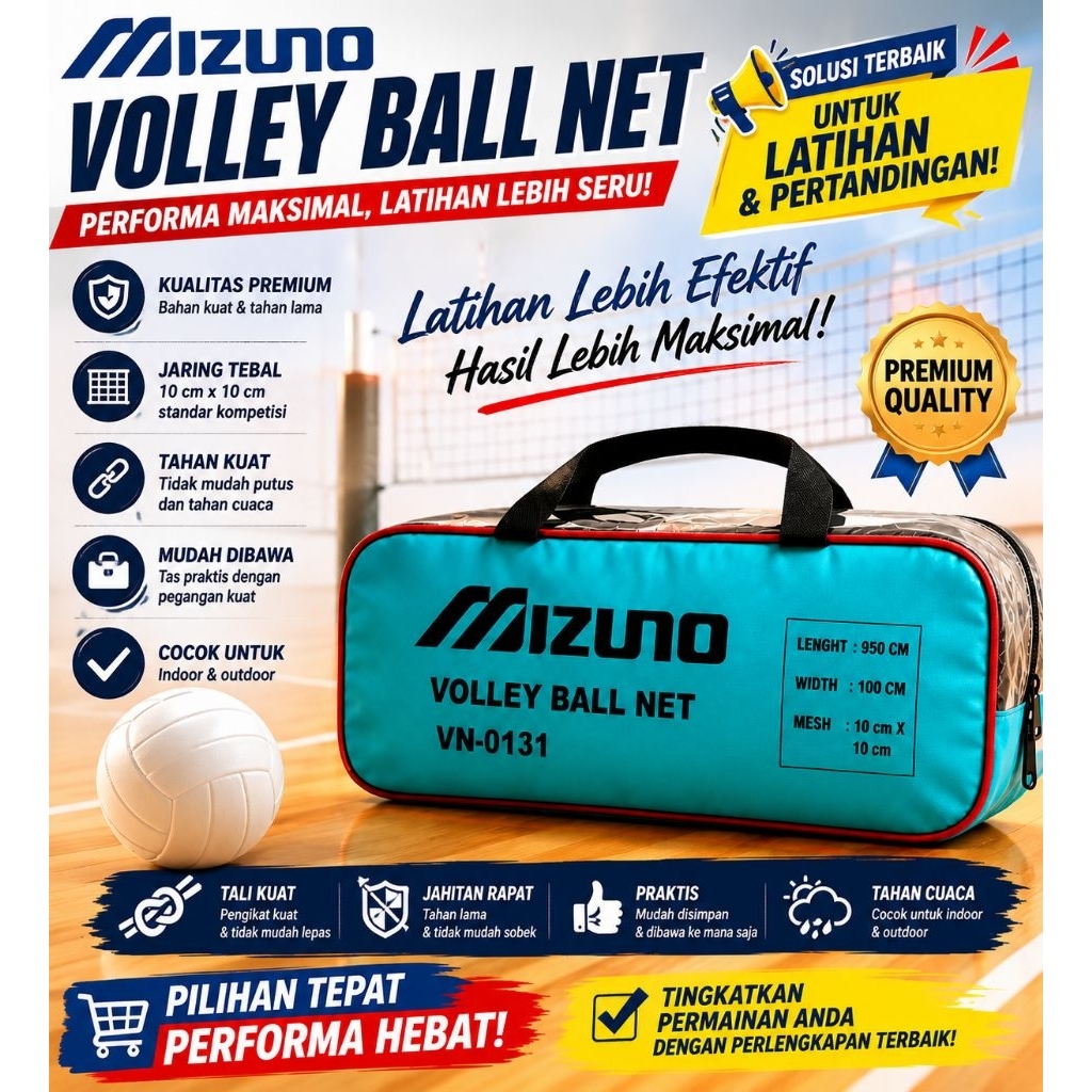 JARING NET VOLI MIZUNO ORIGINAL DOUBLE RING BAJA NET VOLI MIZUNO