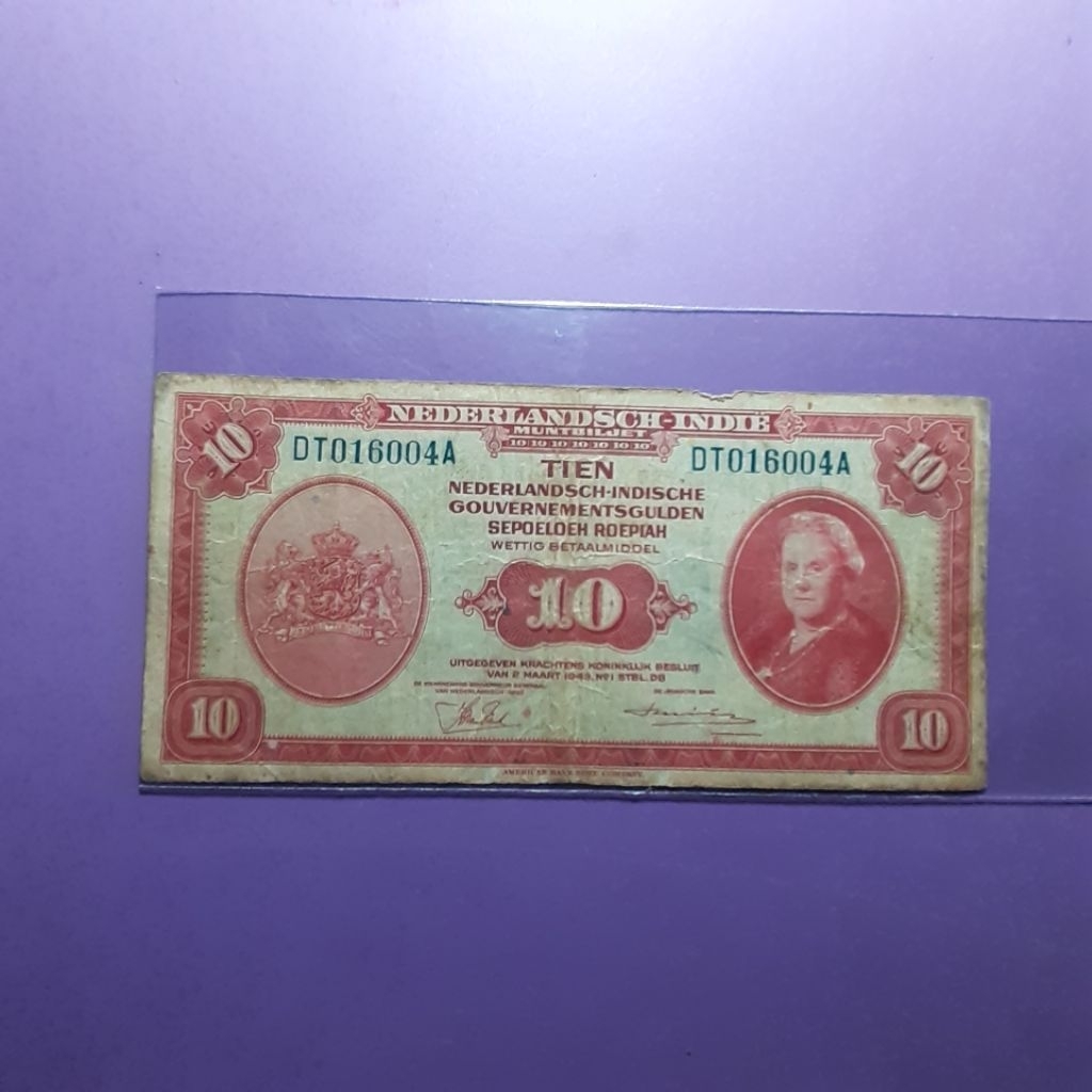 Uang kuno 10 gulden nica