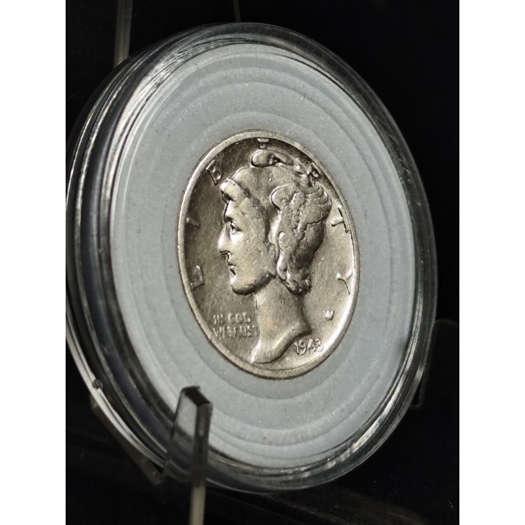 koin perak kuno asli 1 dime lady mercury 1943