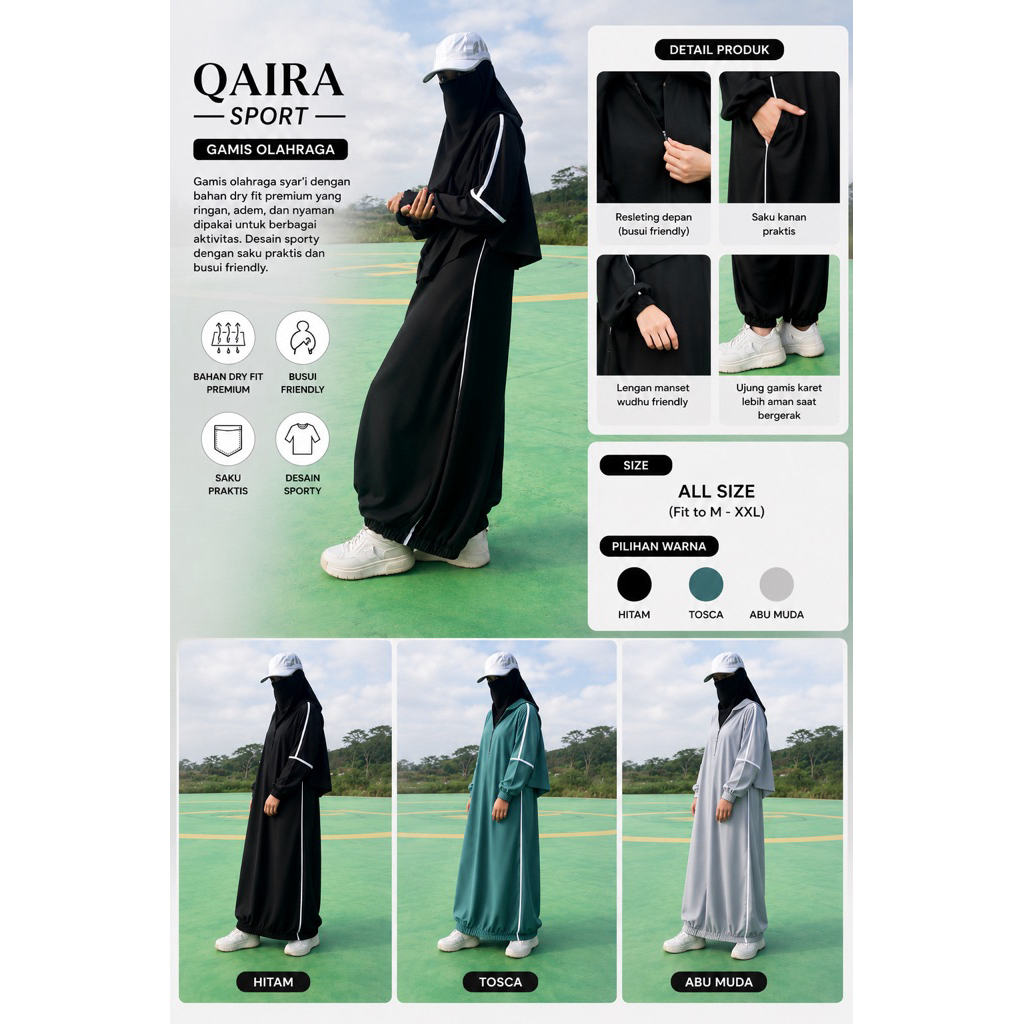 Gamis Olahraga Muslimah Syar'i Dry Fit