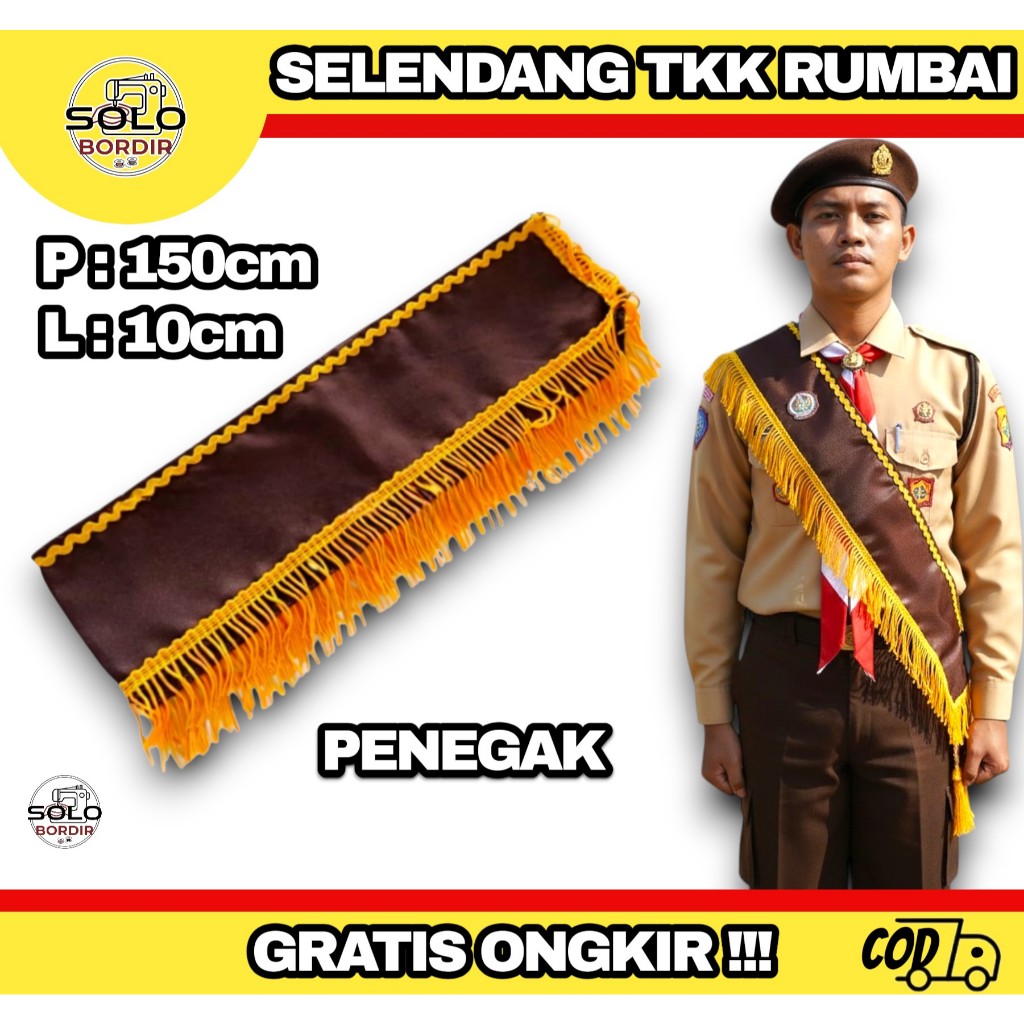 selendang tkk Pramuka KUNING / selempang tetampan tkk pramuka ( lengkap )