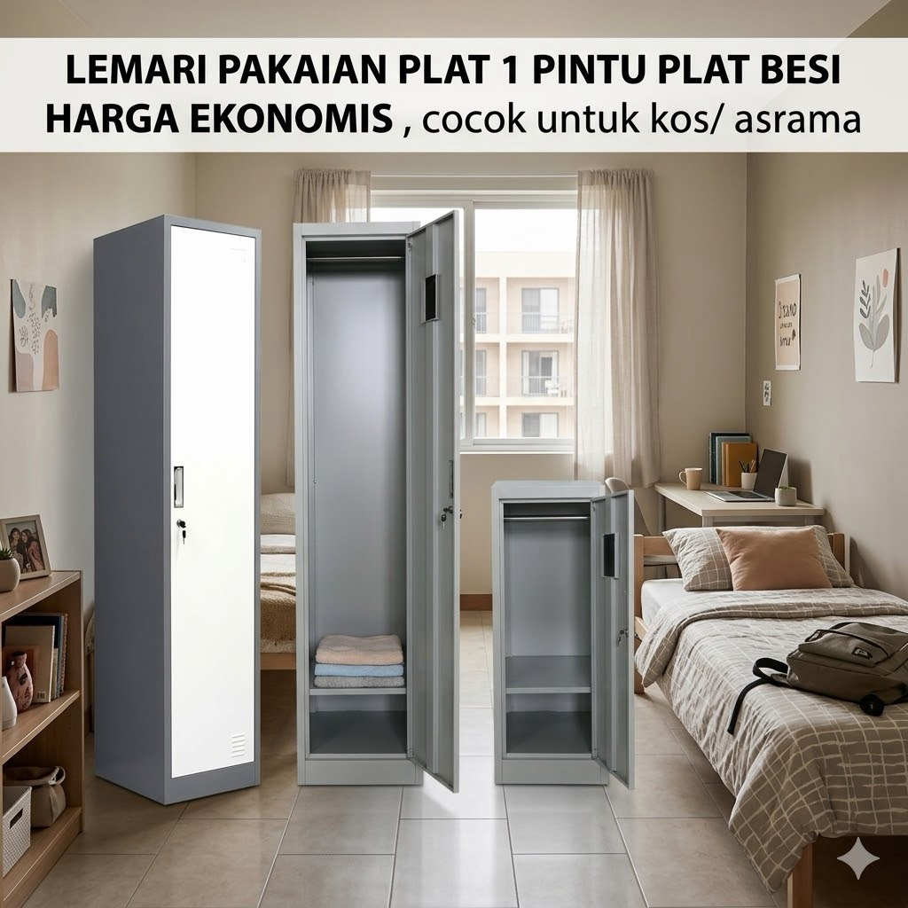 Lemari Pakaian Plat Besi 1 pintu Lemari Besi 1 pintu Locker Pelat Besi 1 pintu Loker Besi 1 pintu Lo