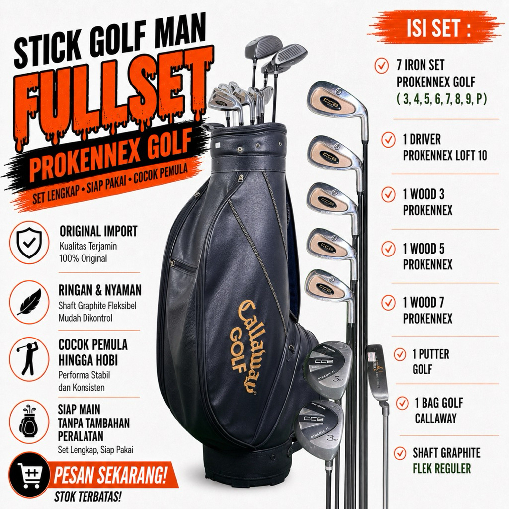 Paket Stick Golf Man Prokennex Golf Fullset Bag Golf Bekas Original