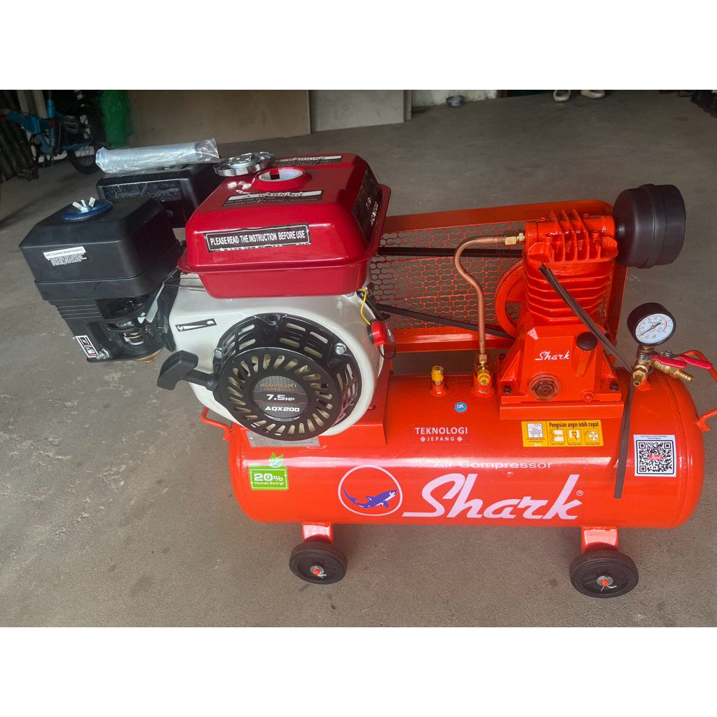 KOMPRESOR ANGIN 1 piston shark 1/4hp mesin 7,5hp / KOMPRESOR SHARK 30liter
