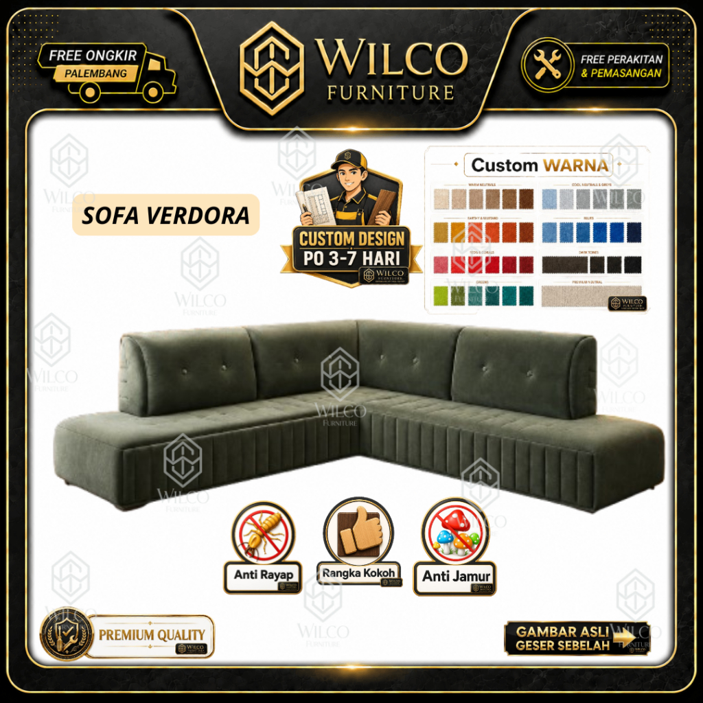 Sofa Tamu Verdora | Sofa Tamu L Bahan Bludru