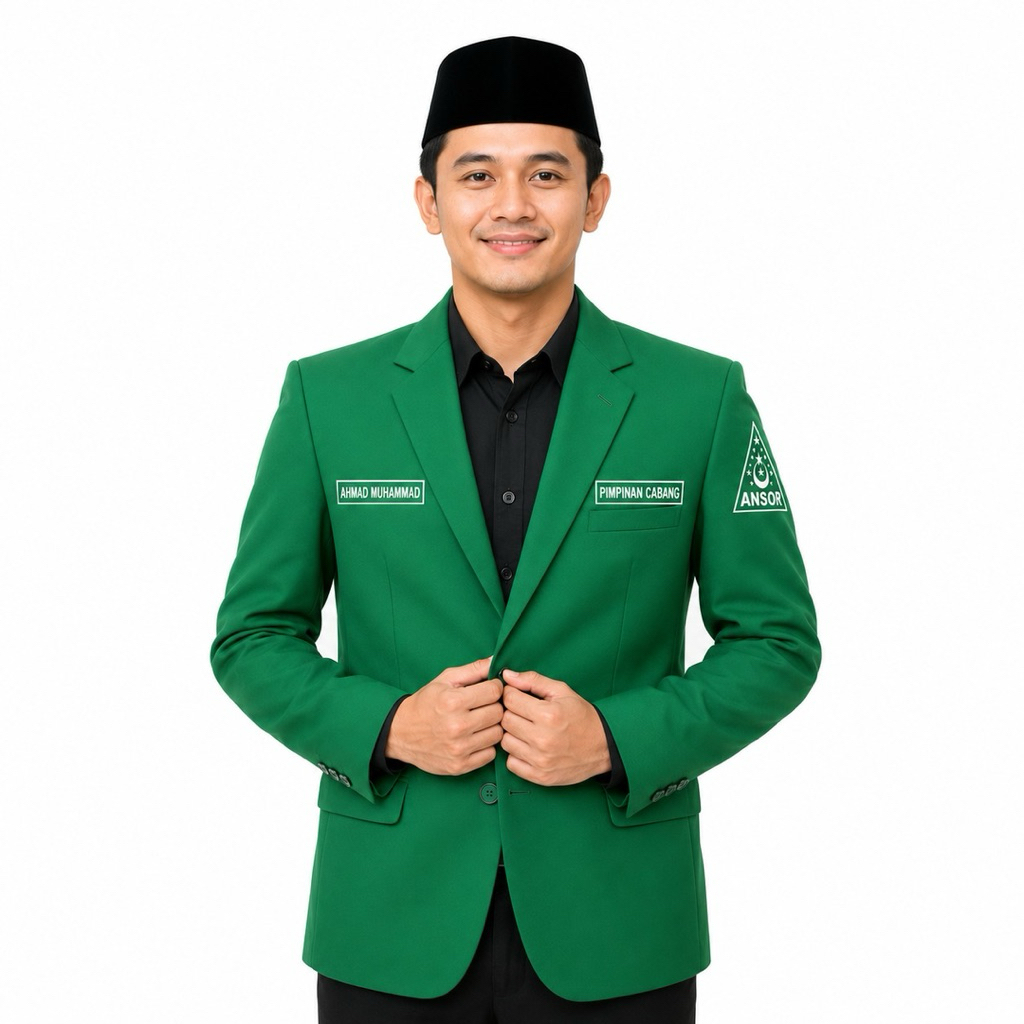 Jas Ansor Premium Full Bordir nama Wilayah | Bahan Twist | Jas Gp Ansor PAC PC PW | Custom Nama Jaba