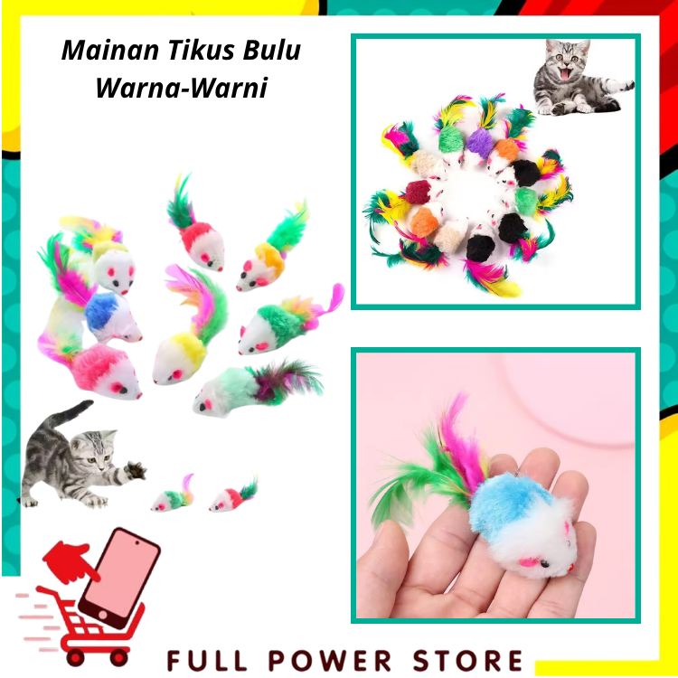 FPS Mainan Tikus Bulu Warna-Warni Cat Toys Bentuk Tikus Mainan Hewan Peliharaan Kucing Anjing Warna 