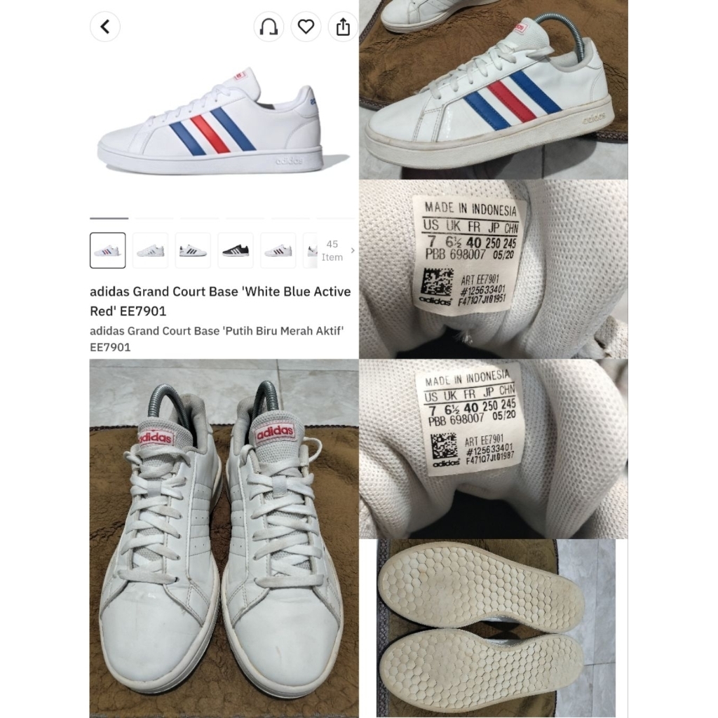 Sepatu Preloved Second Original Adidas Grand Court Size 40