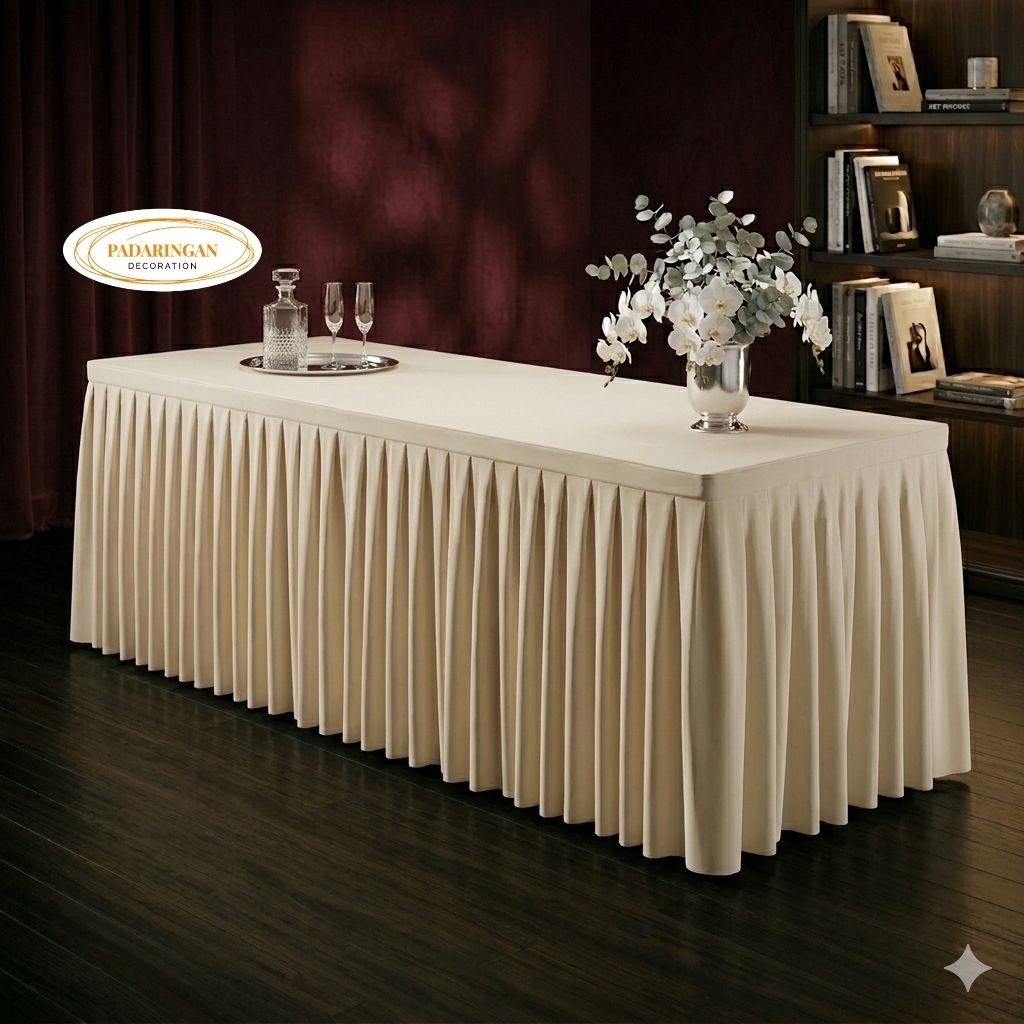 Cover Meja Rempel Premium/Prasmanan/Hotel/Catering dll ~ 183cm