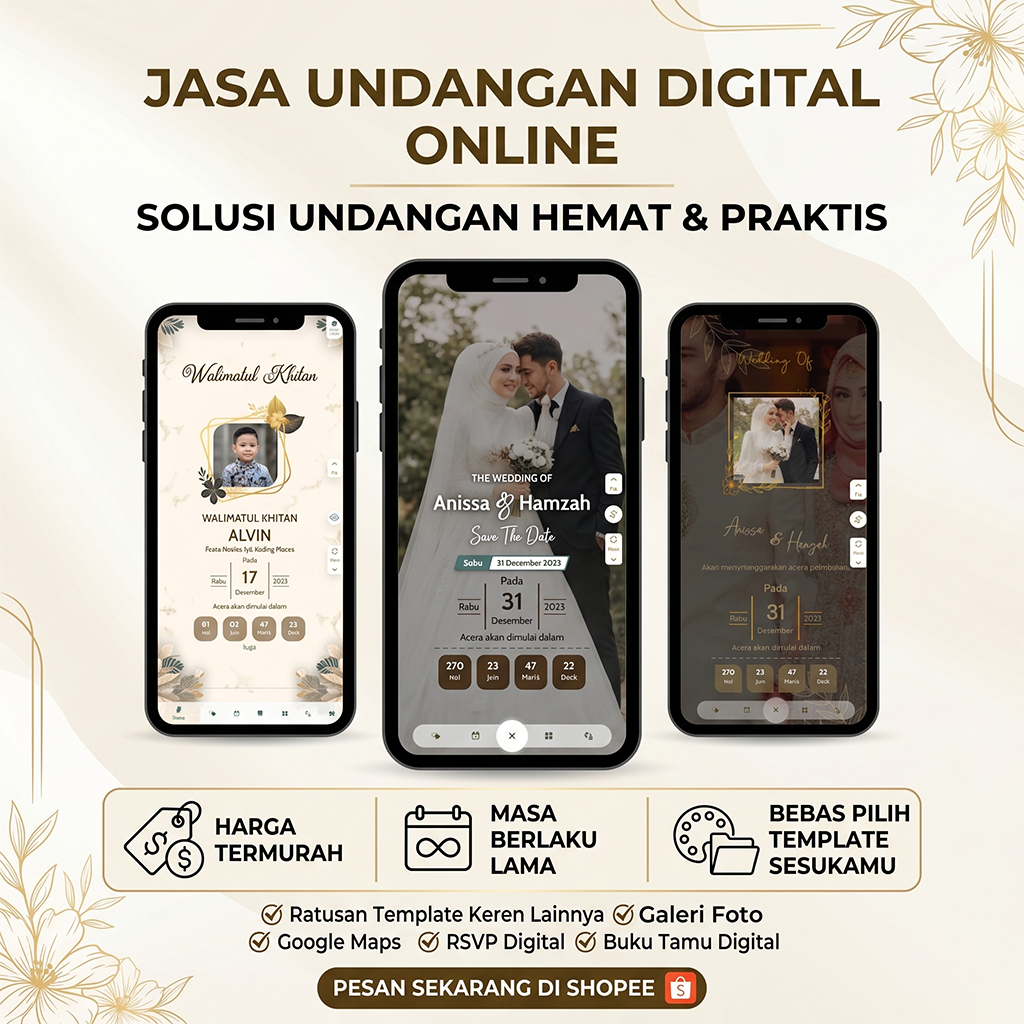 [TERMURAH] Undangan Digital Website Online Pernikahan / Khitan / Walimah | Bebas Custom Desain Templ