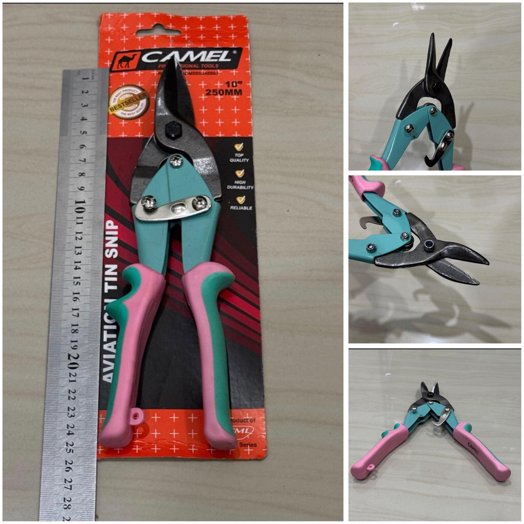 CAMEL gunting aviation 10” inci ( 25cm ) gunting seng furing baja ringan gipsum MILD STEEL ZINC SCIS