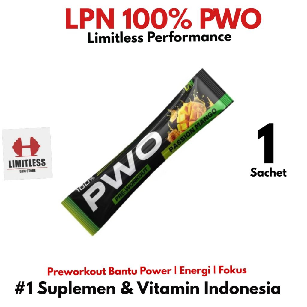 LPN 100% PWO 1 Sachet Preworkout Untuk Meningkatkan Tenaga Olahraga Gym Fitness