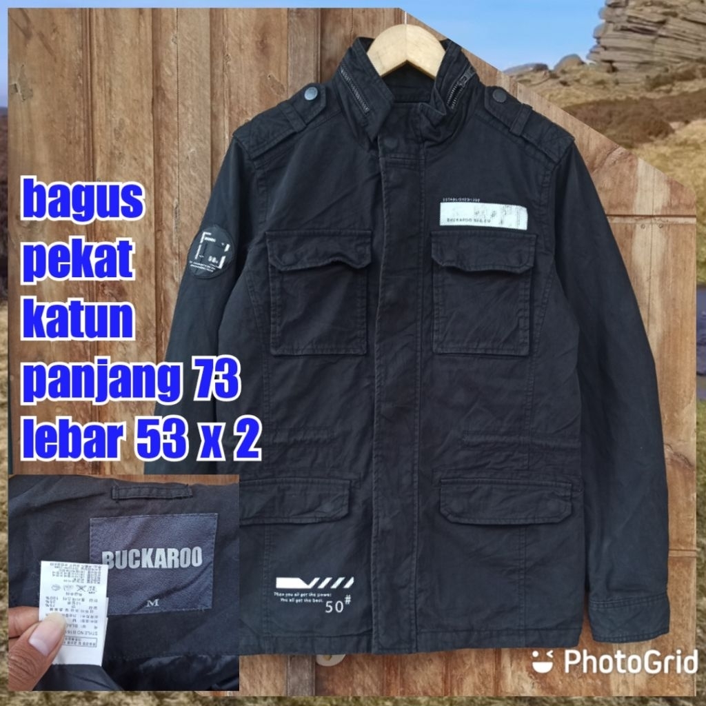 jaket parka army military black hitam m65 fashion buckaroo