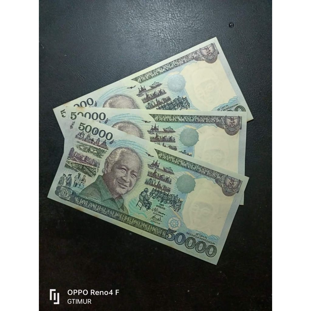 Uang Kuno 50000 Rupiah Suharto 1993 ATAU 1995 UNC/GRESS