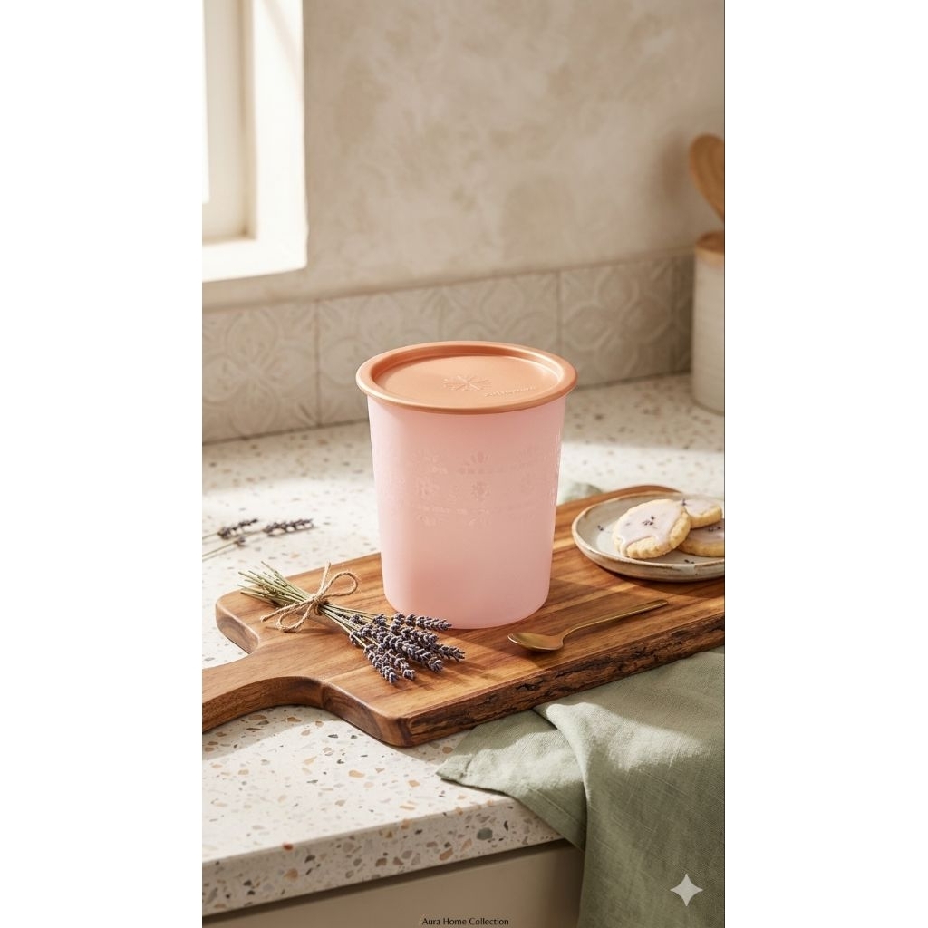 Tupperware Mosaic Canister 2,8 L ungu + Tutup Gold, toples kerupuk mosaic canister tupperware new @S
