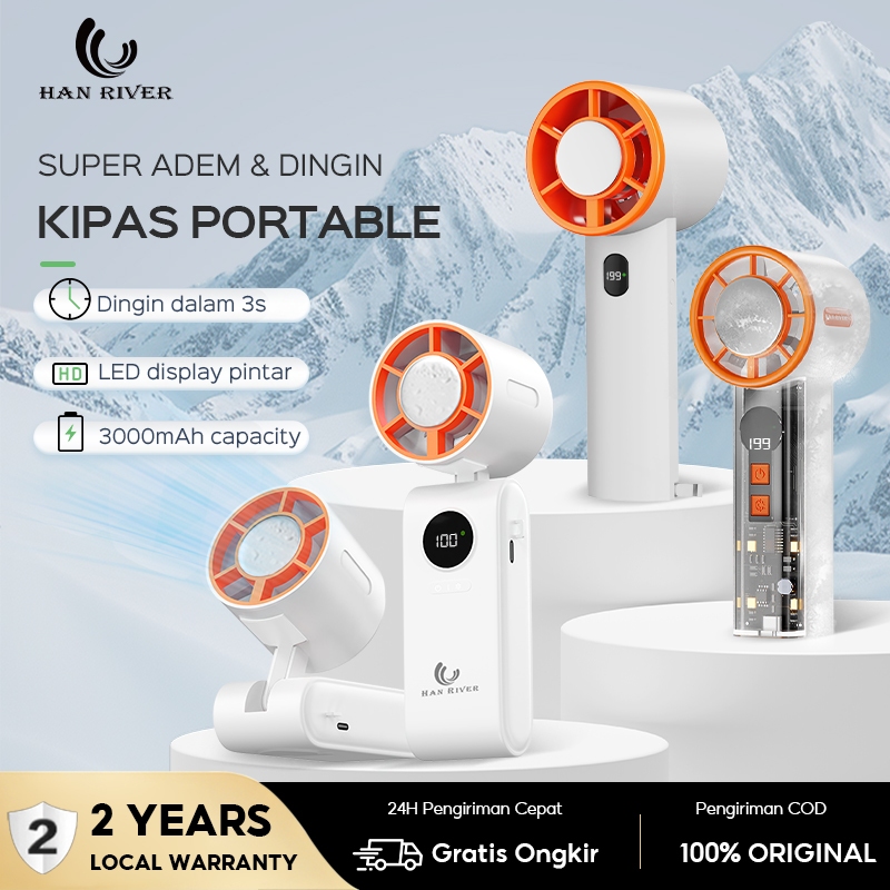 HAN RIVER Kipas Angin Portable 119 Level Angin Baterai Hingga 15 Jam Kipas Mini Tangan USB Charge