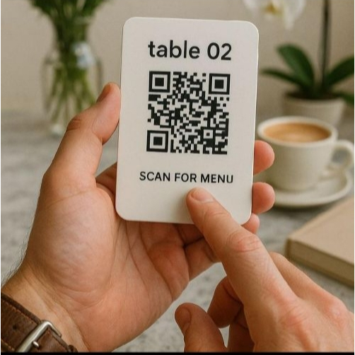 AKRILIK QR MENU MEJA (MODEL DAN UKURAN BISA CUSTOM)