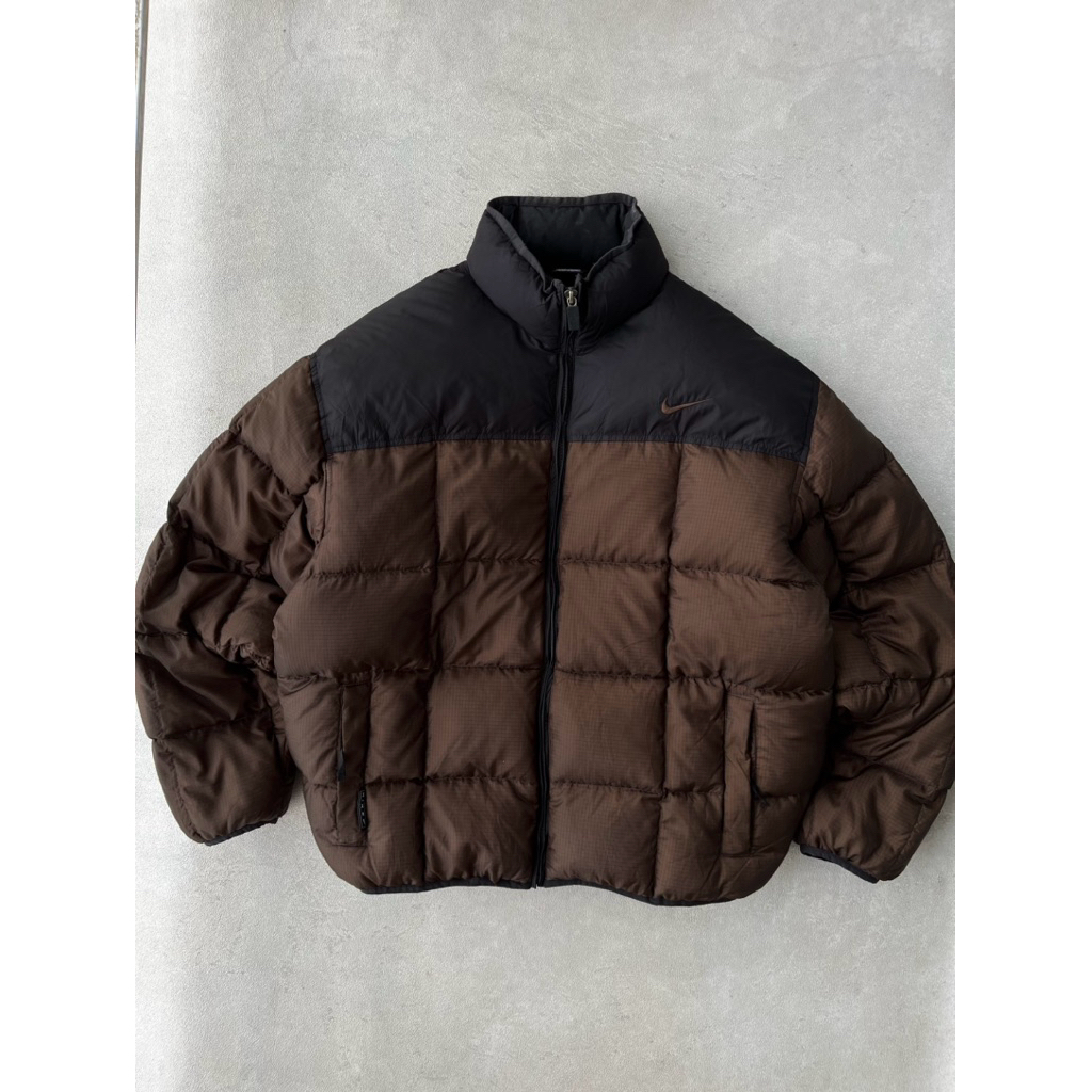 Nike Jacket Down Bulu Angsa Black Brown Big Logo 90s Size L (70x65)