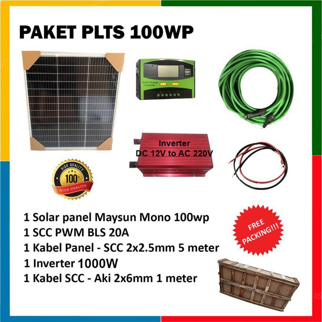 Paket PLTS 100WP 200WP 300WP TANPA AKI Solar Panel tenaga surya