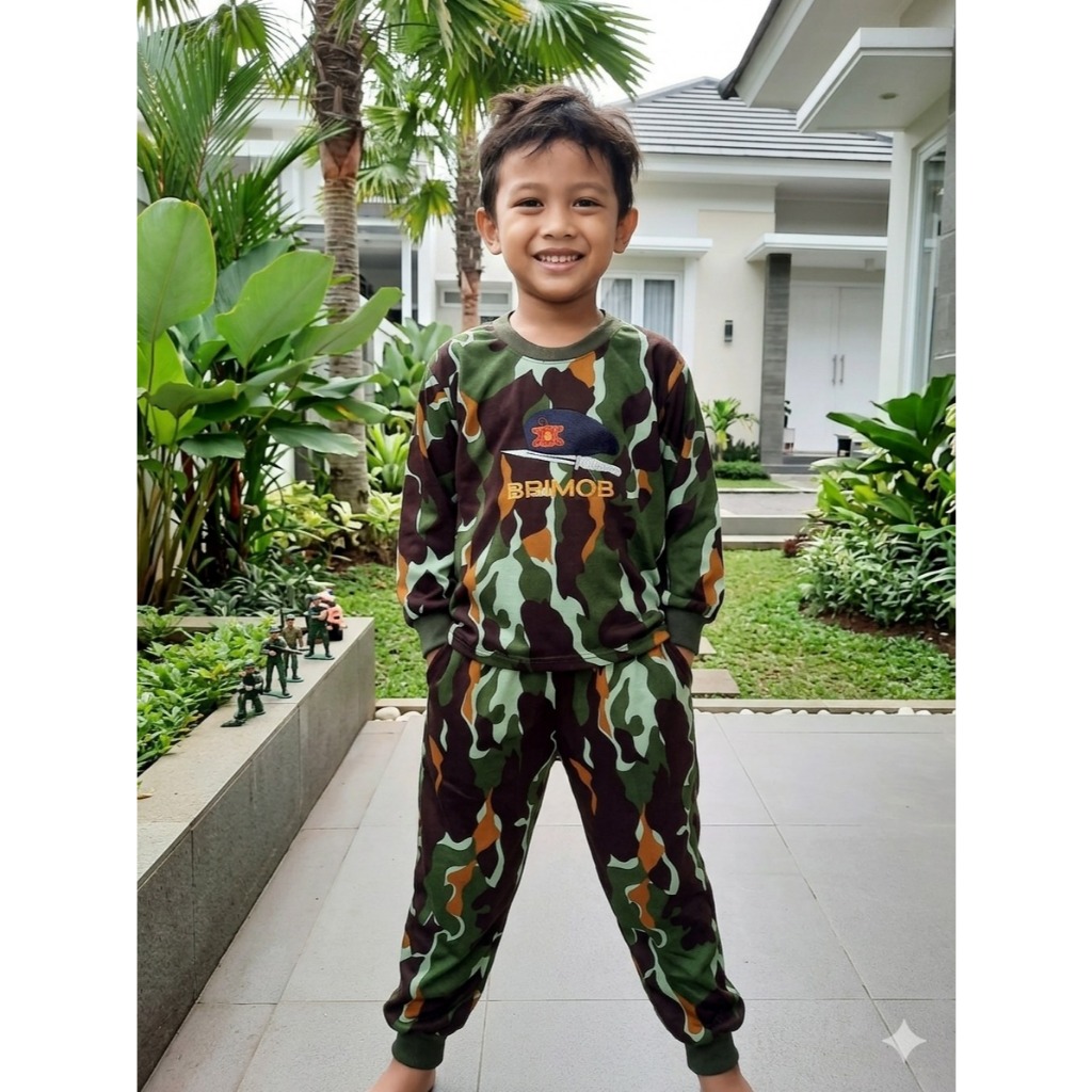 baju setelan training anak loreng pelopor brimob