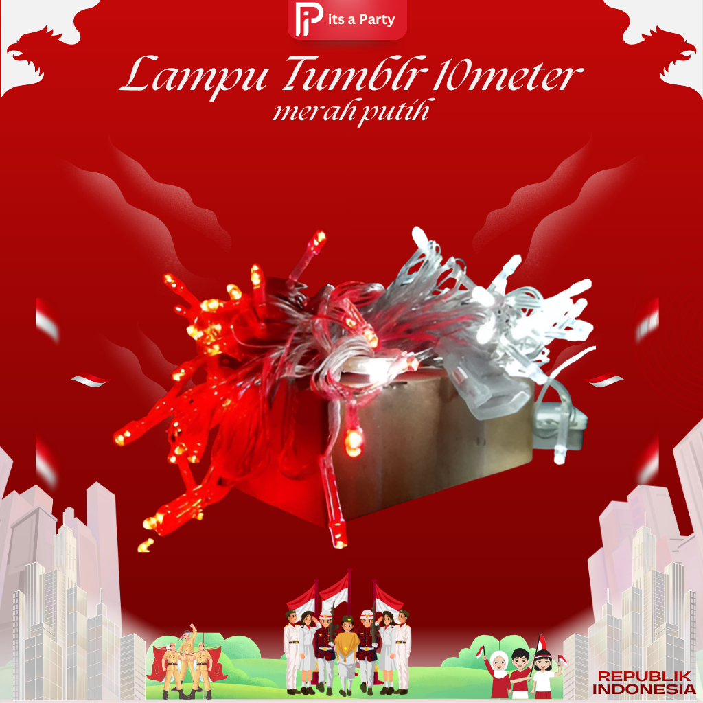 Lampu Tumbrl LED 10meter Merah Putih | Lampu LED Merah Putih Hiasan Kemerdekaan | Lampu Hias Merah P