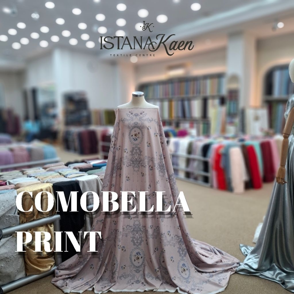 Comobella Print | Polyester Print | Kain Meteran | Bahan Kain Meteran | Polyester Motif | Kain Motif