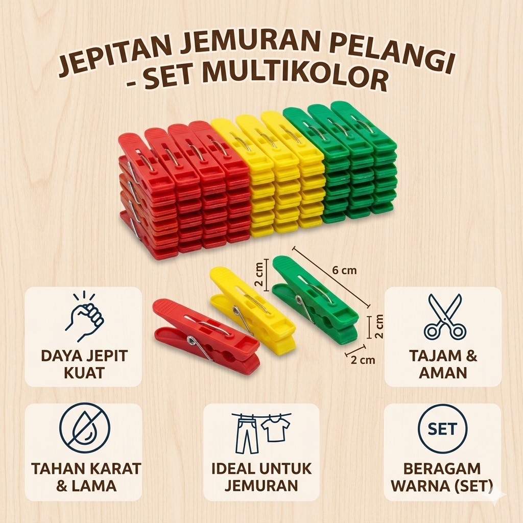 JEPITAN JEMURAN BESAR / JEPIT BAJU PLASTIK WARNA WARNI BESAR / JEPITAN KAOS KAKI TIPE BESAR / JEPITA
