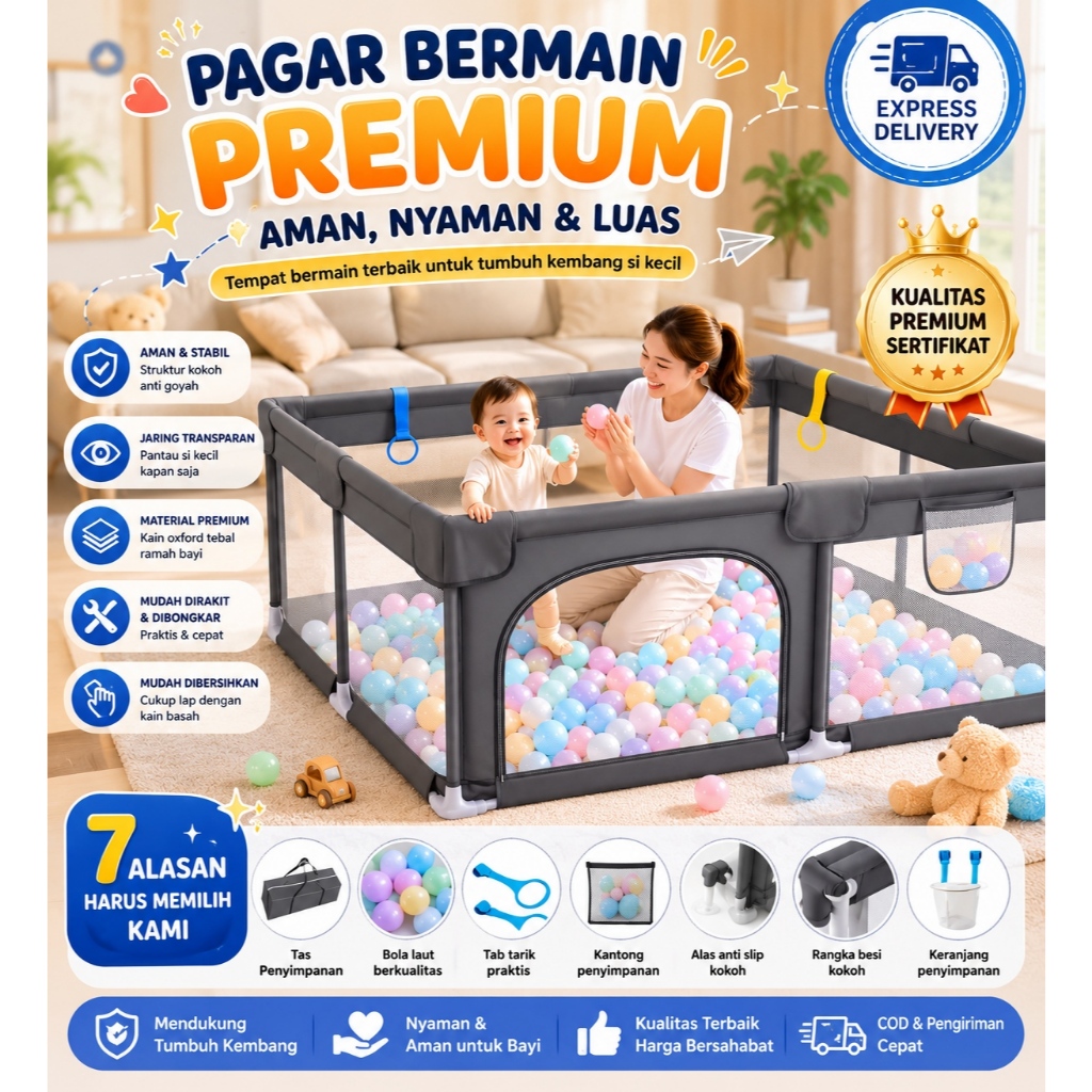 Pagar Bayi Bermain Pembatas Kasur Pagar Mainan Anak Playground Anak pagar kasur pengaman bayi pagar 