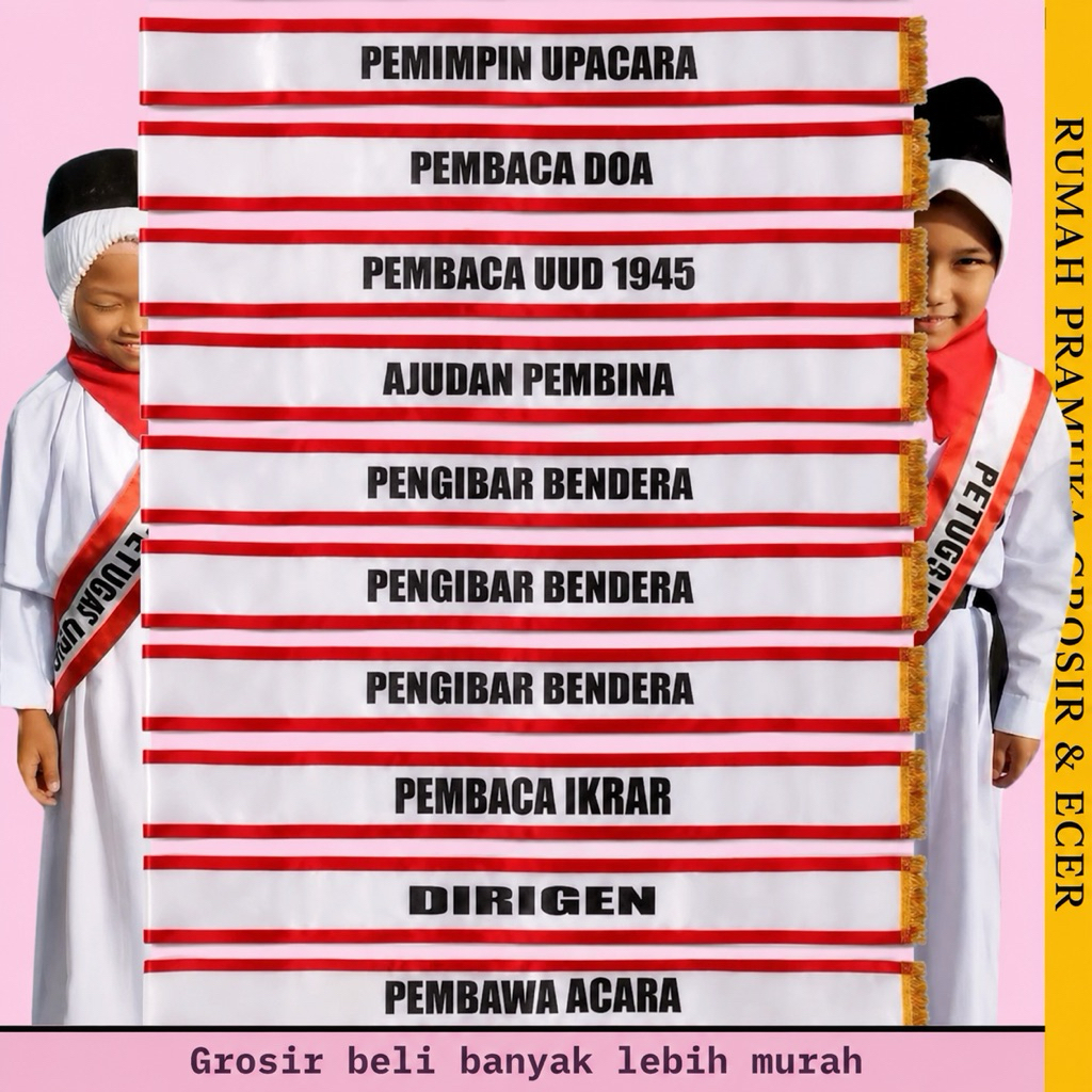 Selempang Upacara Bendera Lengkap SD SMP SMA Selendang Upacara // BARRRRU