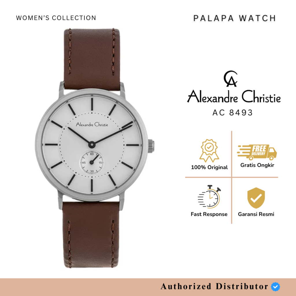 Jam Tangan Wanita Alexandre Christie AC 8493 / ac8493 / 8493 Leather Original