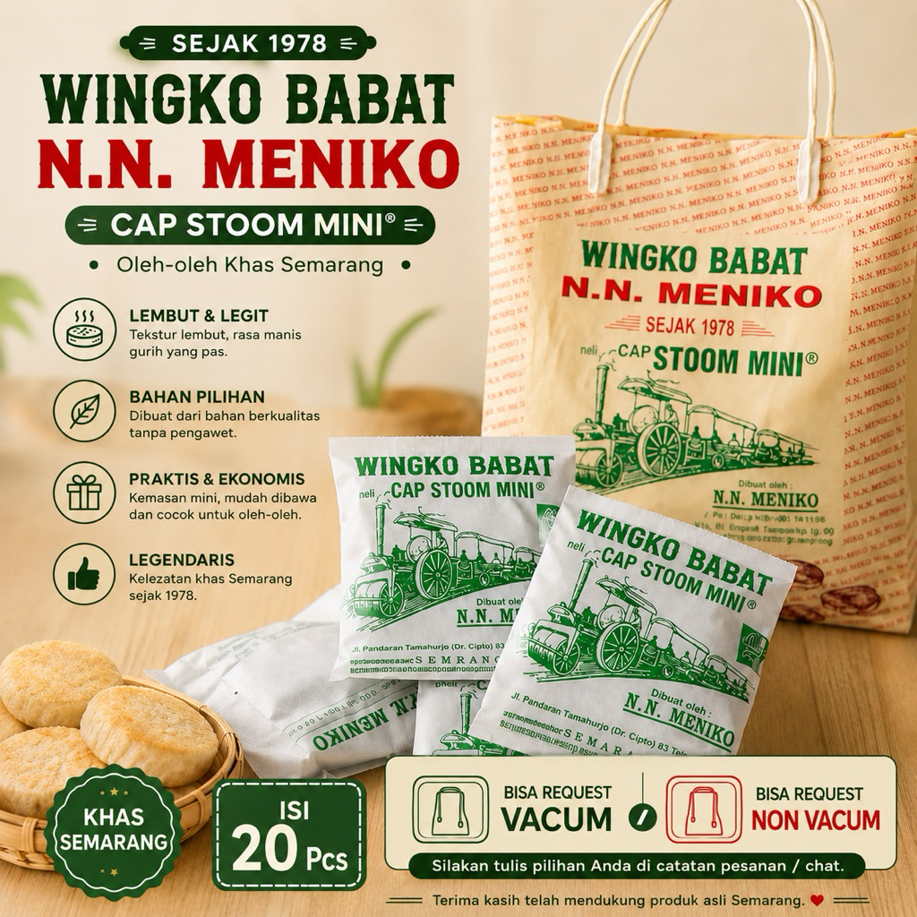 Wingko Babat N.N. Meniko Cap Stoom Mini Asli Isi 20 (Vacum)