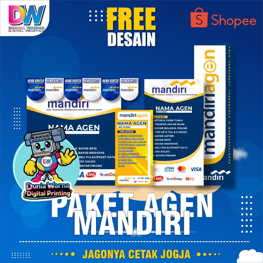 Spanduk Banner Mandiri Agen/ Agen Mandiri, Banner Murah/ Banner custom/ Bisa COD